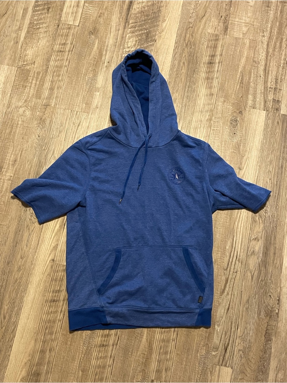 Blue Converse Short-Sleeve Hoodie Sweatshirt - Mens